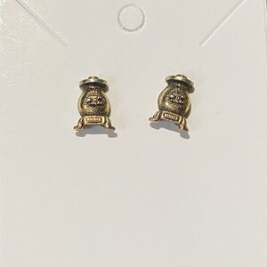 Vintage Brass Gold Stove Oven Fireplace Stud Earrings